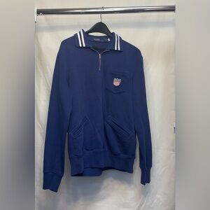 Ralph Lauren Shield Men's Blue Quarter Zip-Up Sweater